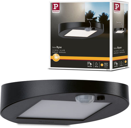 Paulmann Solar-LED-Wandleuchte für den Außenbereich, Ryse-Bewegungsmelder, IP44, 3000 K, 30 lm, Anthrazit