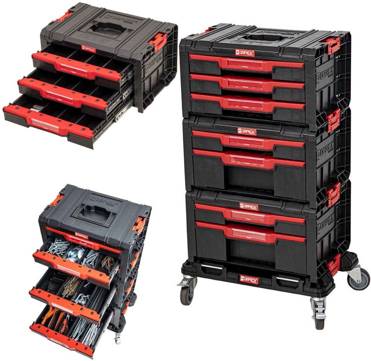 Patrol qbrick system pro – Werkzeugkasten-Set – mobil – 7 Schubladen – modular