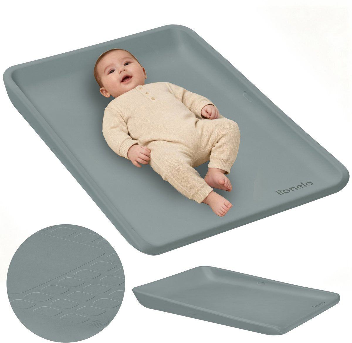 Lionelo Megs Wickelunterlage Wickelunterlage – multifunktionale wasserdichte Wickelunterlage mit erhöhten Kanten, rutschfester PU-Schaum – bequem, sicher, hygienisch (70×49×7 cm)