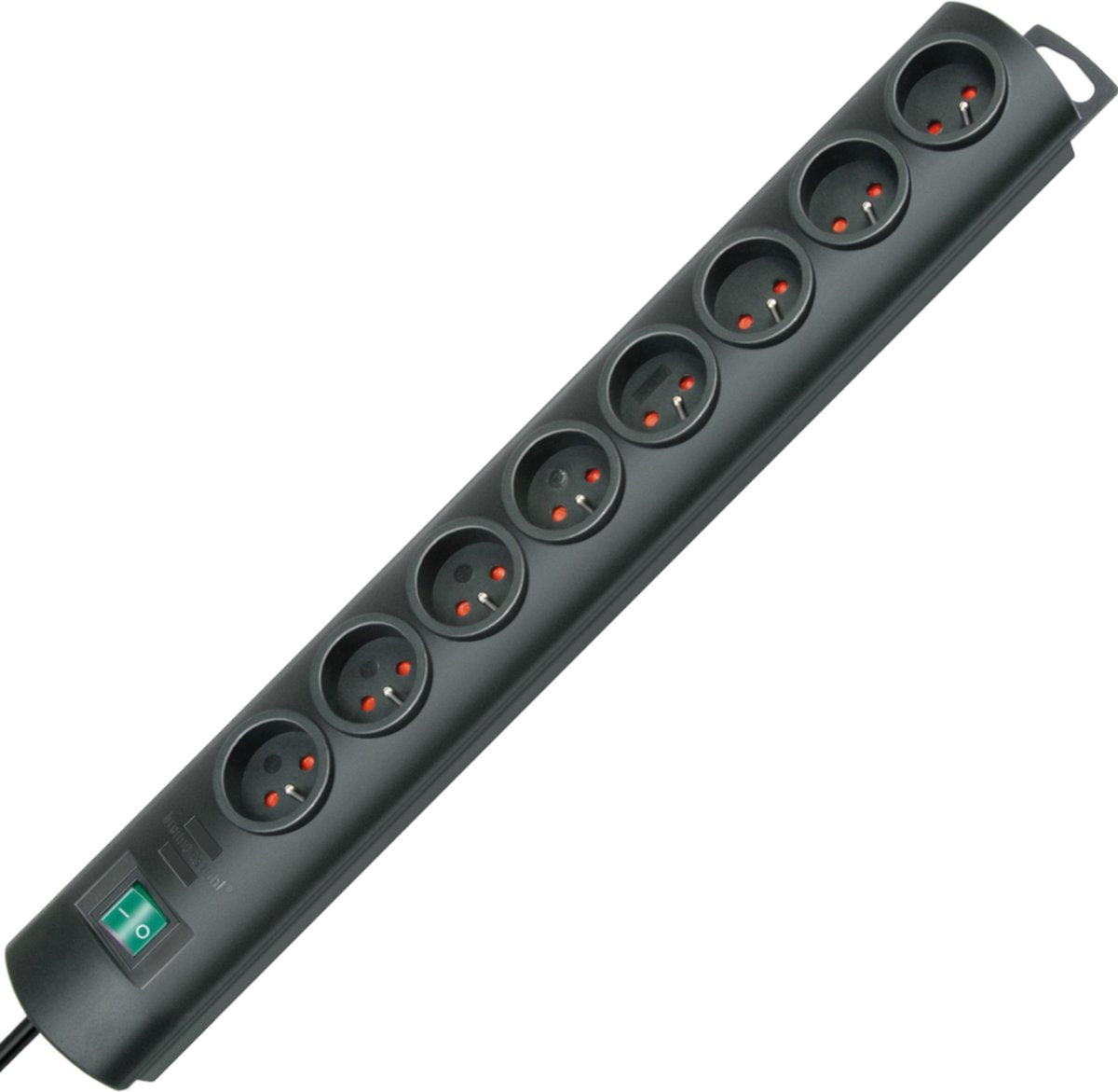 Brennerstuhl Primera-Line Steckdose 8-fach schwarz 2m H05VV-F 3G1,5 *FR BE*