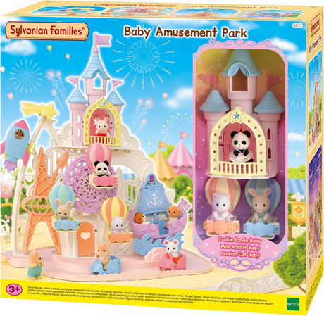 Sylvanian Family 5537 Baby-Freizeitpark – Schaukelschiff – Rakete – Riesenrad – Schloss – 3 Babyfiguren
