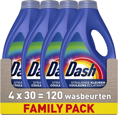 Dash-Waschkraft-Flüssigwaschmittel – brillante Farben – 4 x 30 Wäschen
