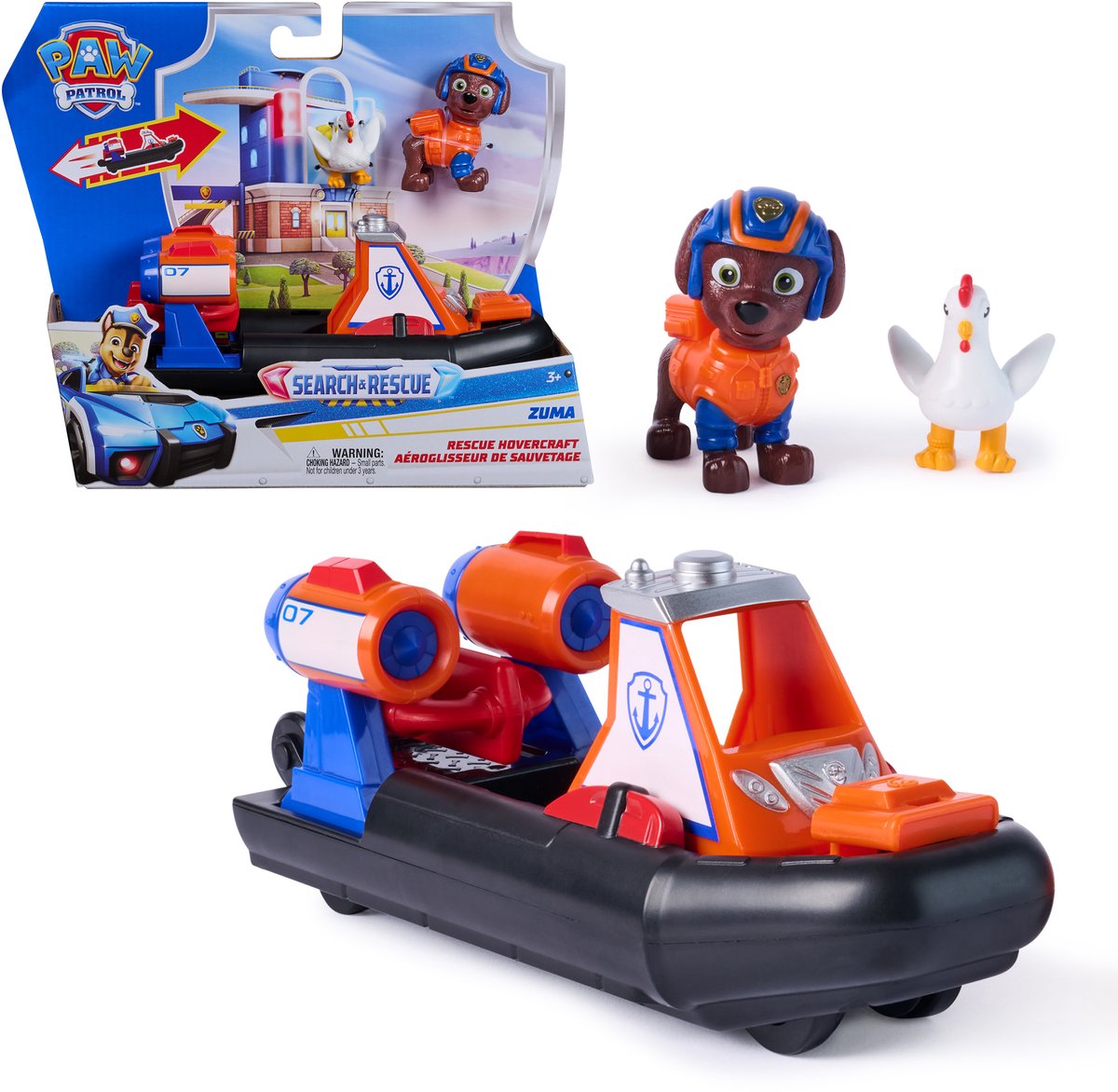 Paw Patrol – Suchrettung – Zumas Luftkissenfahrzeug mit 2-Figuren-Antriebsfunktion – Spielzeugfahrzeuge