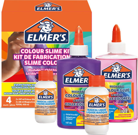 Elmer's Color Slime Pack | Schleimmaterialien enthalten waschbaren farbigen PVA-Kleber | verschiedene Farben | mit magischem flüssigem Schleimaktivator | 4-teiliges Schleimpaket