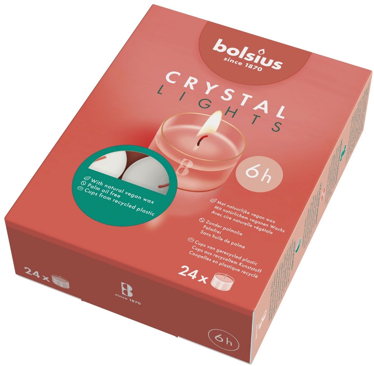 Bolsius Teelicht klar Becher 6h Box 24 | 6 Stück
