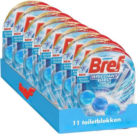 Bref – Brilliant Gel – Arctic Ocean – Allin1 – Toilettenblock – strahlende Reinigung – Frische – Vorteilspackung – 11 Stück