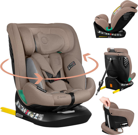 Lionelo Bastiaan One i-Size-Autositz – 4-in-1-ISOFIX-Top-Tethering – rückwärts vorwärts – 360° drehbare Easyturn-Basis – verstellbare Kopfstütze aus Memory-Schaum – 40–150 cm – lange Nutzung, hohes Maß an Sicherheit
