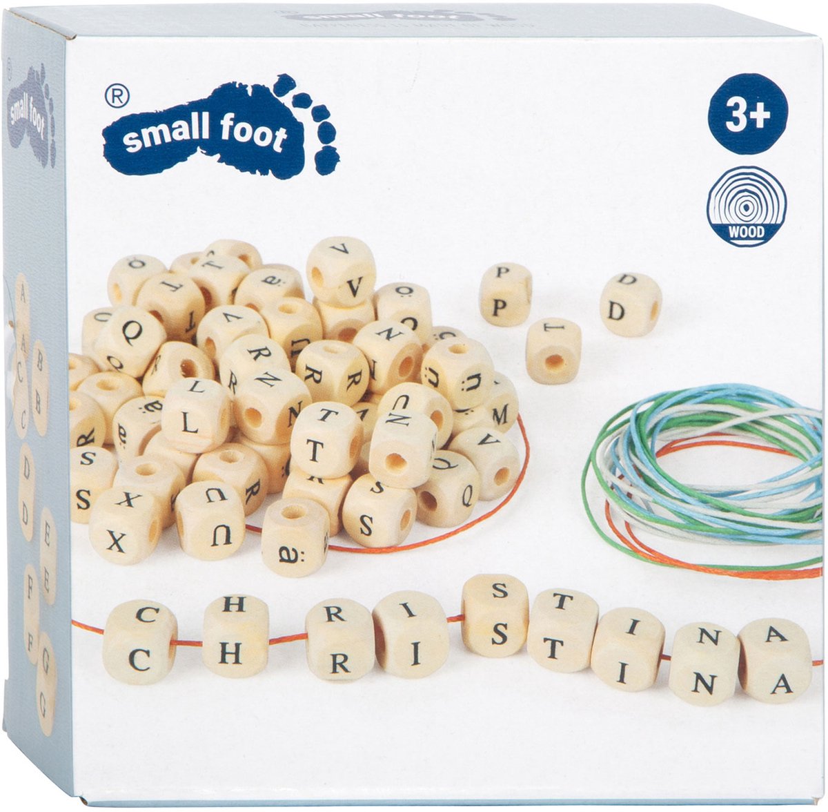 Small Foot – Herstellung von Halsketten mit Buchstabenperlen aus Holz, 300 Perlen