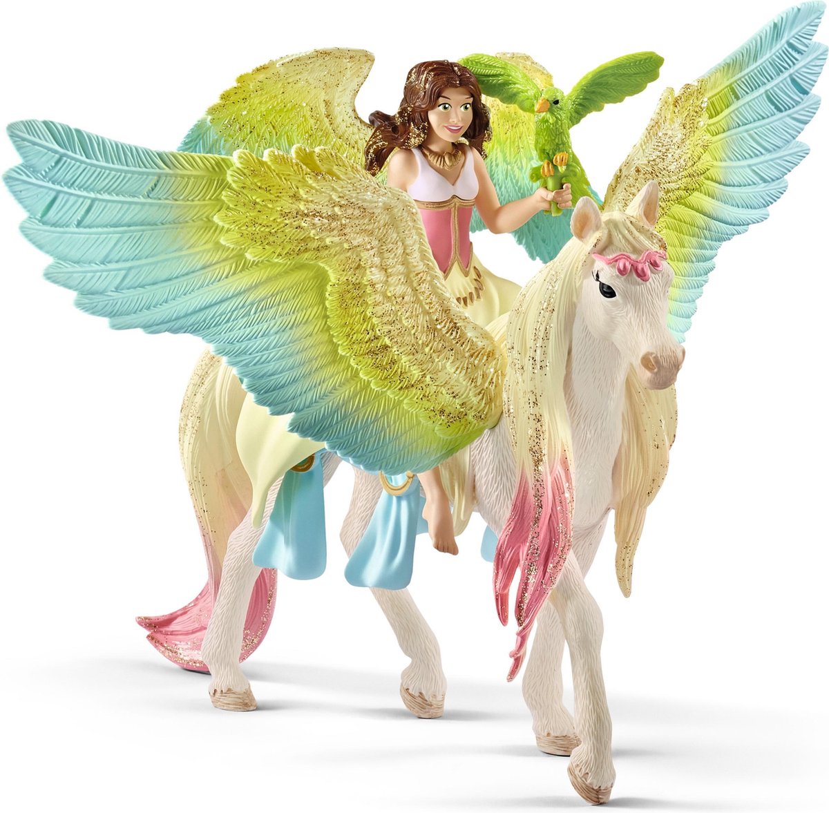 Schleich Bayala - Surah mit Glitzer-Pegasus - Spielfigur - Kinderspielzeug für Jungen und Mädchen - 5 bis 12 Jahre - 70566