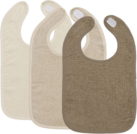 Meyco Baby-Uni-Lätzchen – 3er-Pack – Frottee – Natur-Soft-Sand-Taupe