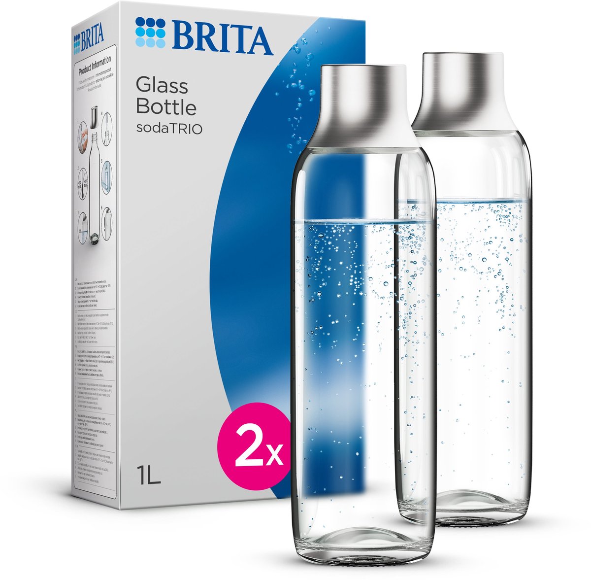 Brita - Soda Trio - Soda - Glasflasche - Zubehör für Wassersprudler 2er-Pack