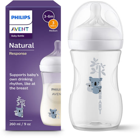 Philips Avent Natural Response Babyflasche – 260 ml – Flow 3 – Koala – 1 Flasche – SCY903 67