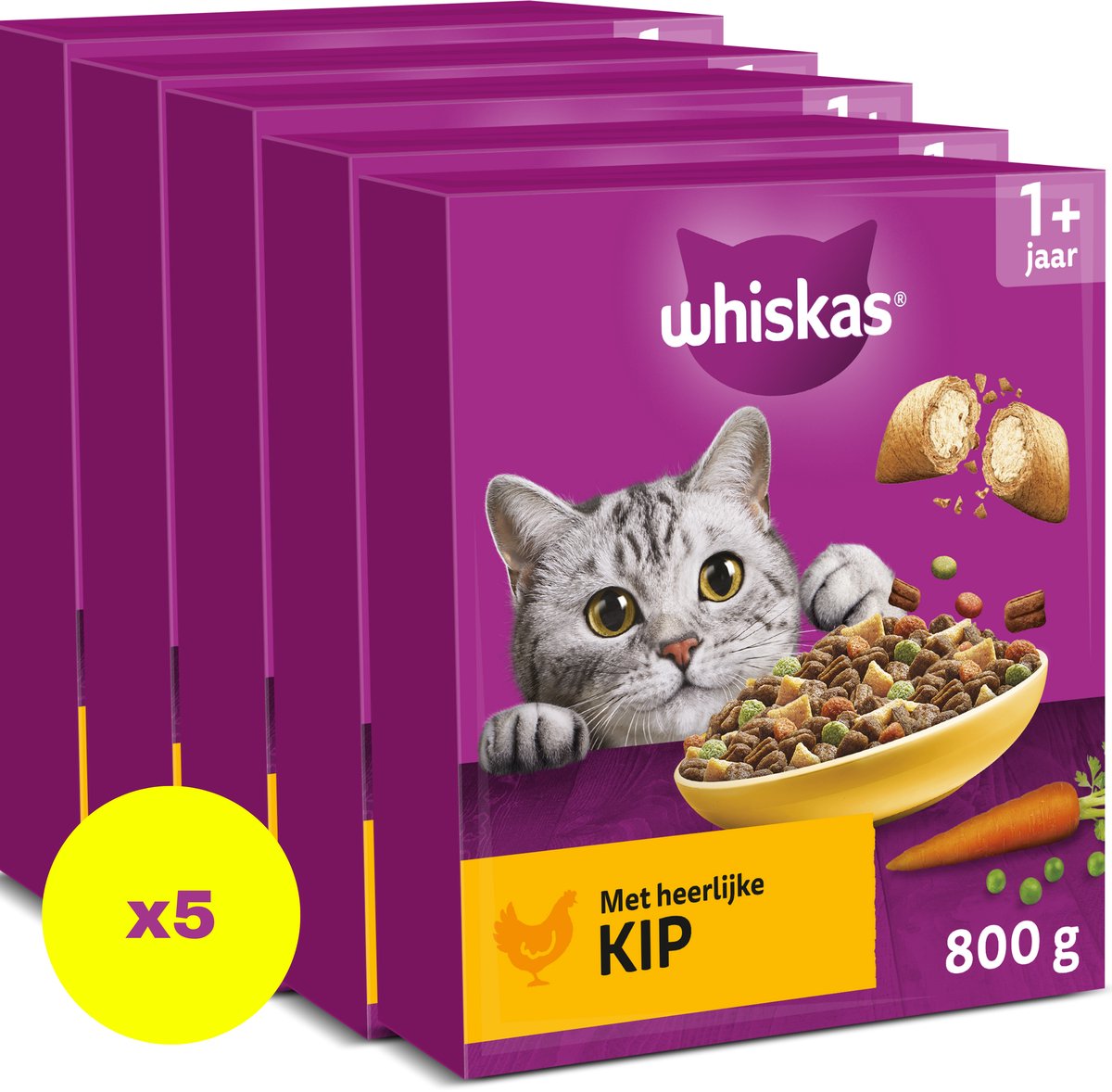 Whiskas Katzenfutter – Erwachsener 1+ – Erwachsener – Huhn – Box 5x800g