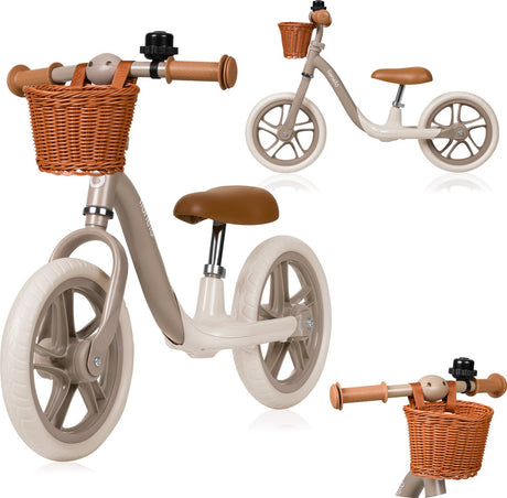 Lionelo Alex Plus – Laufrad ab 3 Jahren – 12“ pannenfreie Reifen – verstellbarer Sattel (30–35 cm) Lenker (52–58 cm) – mit Fußstütze, Klingelkorb – 3,4 kg leicht – Lenkerbegrenzung – rutschfeste Griffe – bequemer Sitz, Babyfahrrad balancieren lernen