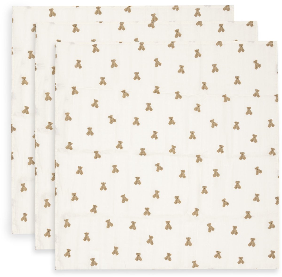 Jollein hydrofiele doek small 70x70cm mini teddy bear (3pack)