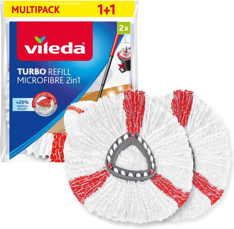 Vileda Turbo 2in1 Ersatz – 2er-Set – passend für alle Zentrifugensysteme von – +20 % zusätzliche Reinigungskraft – für alle Böden
