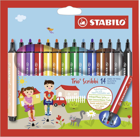 Stabilo Trio Scribbi – Filzstift mit gefederter Spitze – Set mit 14 Stück.