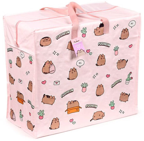 Puckator große Einkaufstasche mit Reißverschluss, Wäschesack, Aufbewahrungstasche – Pusheen, die Katzenpflanzen – 48 x 55 x 28 cm