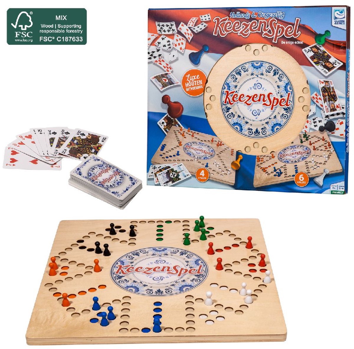 Clownspiele - Keezen-Spiel aus Holz - FSC-zertifiziert