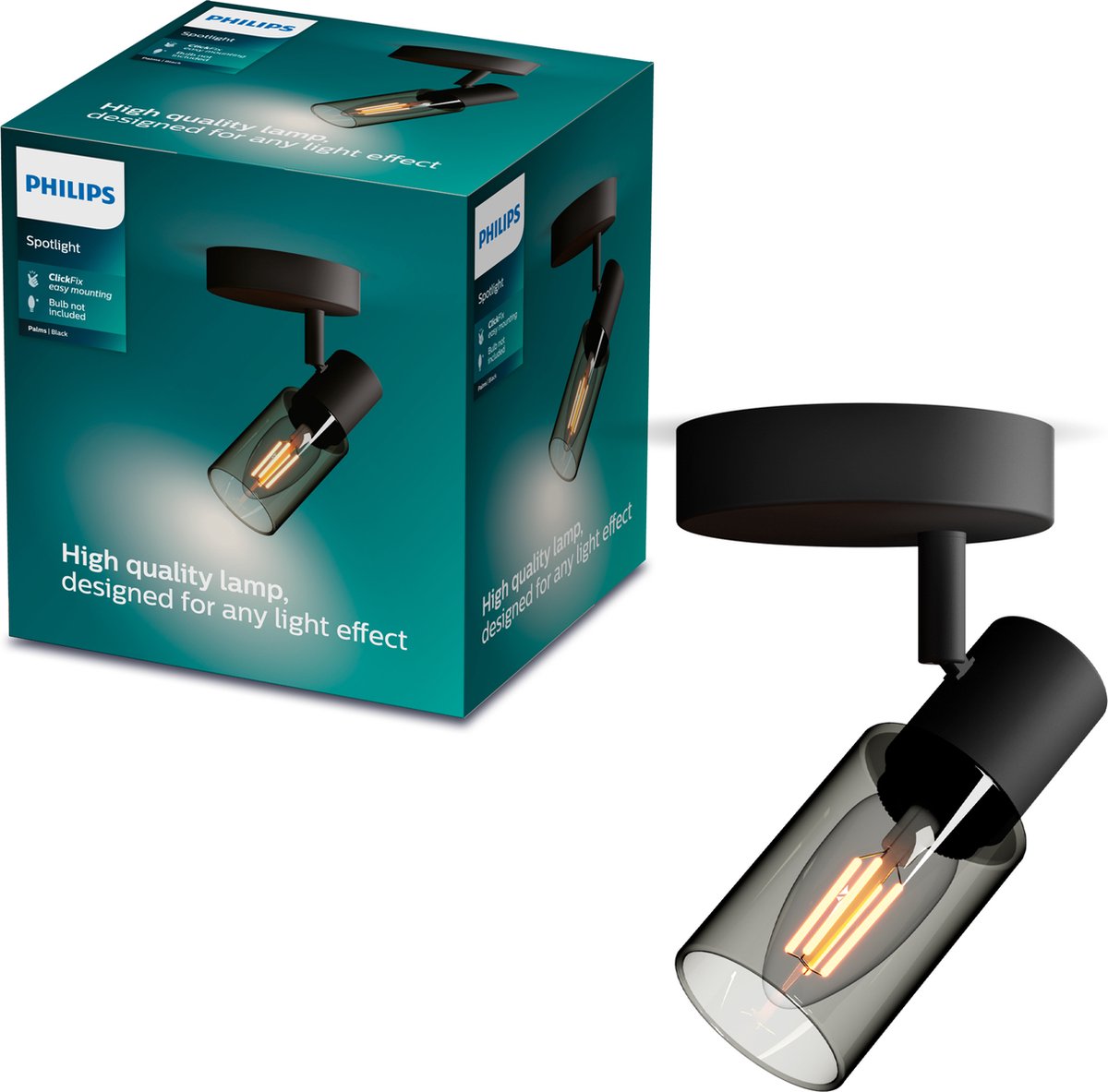 Philips led philips palms spot - wandspot - met gerookt glas - kleine fitting e14