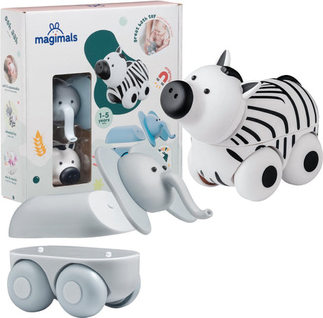 Magimals Wheely Safari Box – interaktive magnetische Tiere auf Rädern (6 Stück). Lustiges und kreatives Spielzeug, perfekt für die Badewanne oder unterwegs!