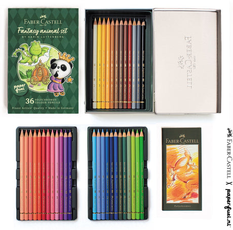 Faber-Castell Buntstifte – Polychromos Fantasy-Tier-Set – 36 Stück – in Zusammenarbeit mit Karin Luttenberg – FC-210014