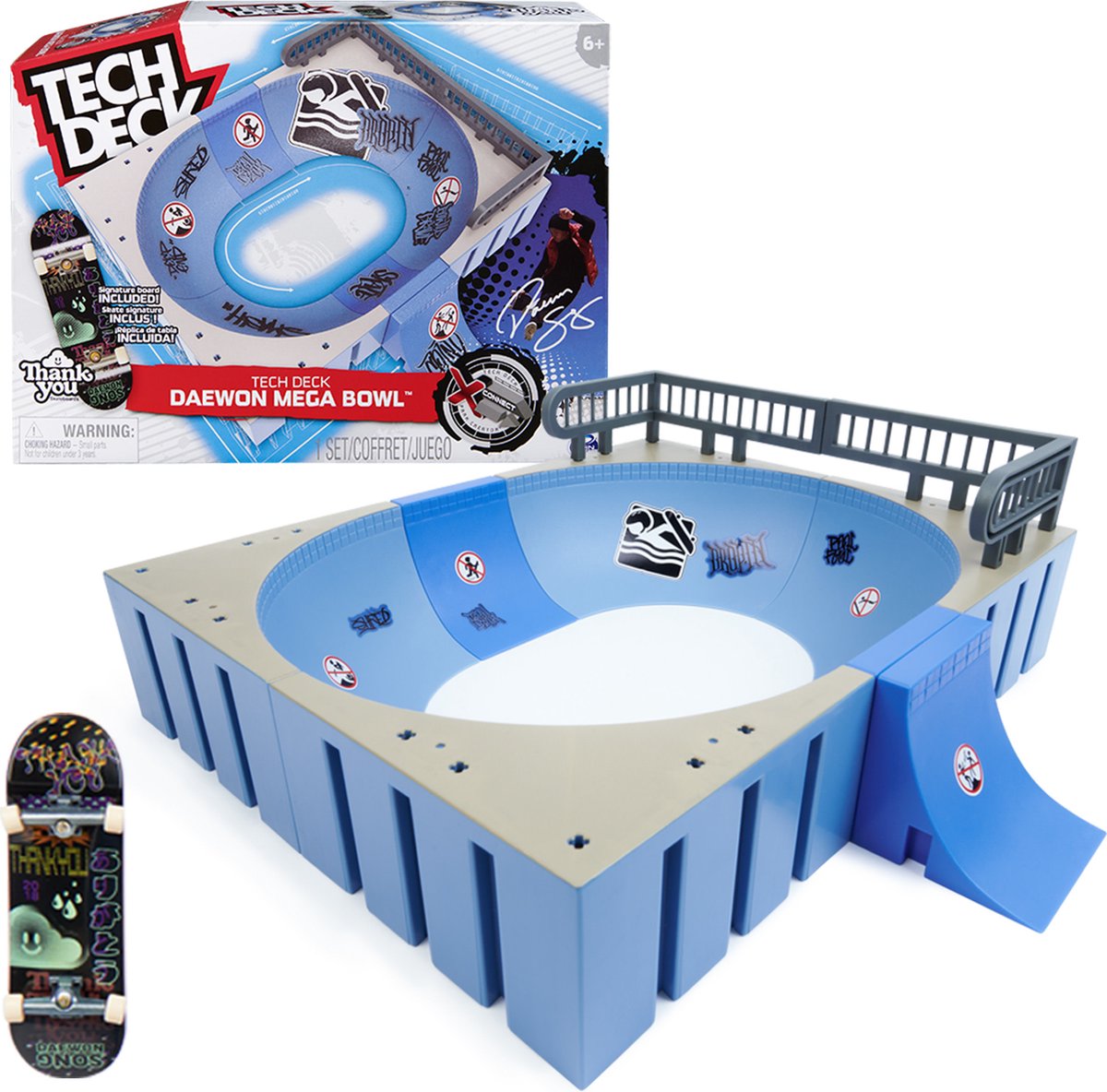 Tech Deck X-Connect Park Creator – Daewon Mega Bowl – anpassbare Rampe mit einzigartigem Finger-Skateboard