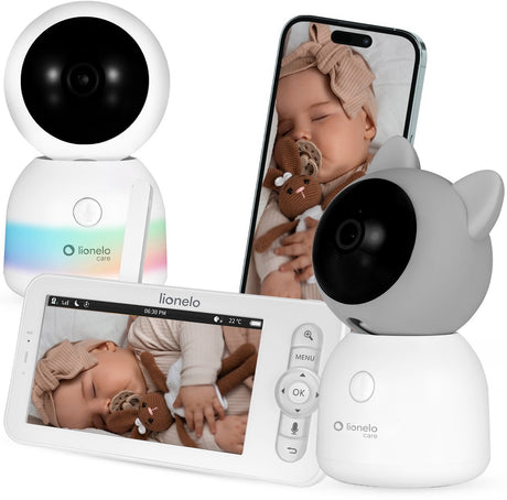 Lionelo Babyline 9.2 AI – Babyphone mit KI – Full-HD-Kamera – Nachtlicht – Schreierkennung – Bewegungserkennung – Temperatur- und Luftfeuchtigkeitssensor – Zwei-Wege-Kommunikation – VOX-Modus – App-Konnektivität – Fütterungserinnerung