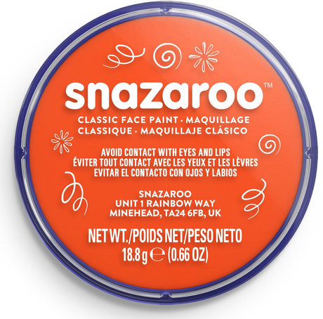 Snazaroo 1118552 – Dunkelorange – 18 ml Aqua-Gesichtsfarbe, Kinder-Gesichtsfarbe für Kinder und Erwachsene