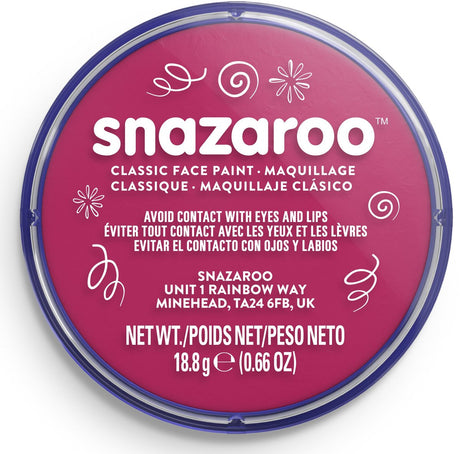 Snazaroo 1118599 – Fuchsia Pink – 18 ml Aqua-Gesichtsfarbe, Kinder-Gesichtsfarbe für Kinder und Erwachsene
