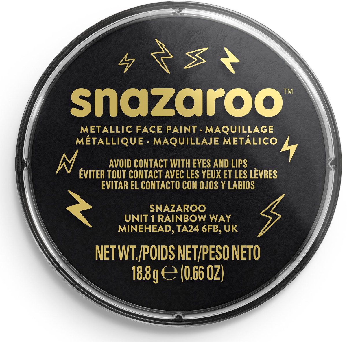 Snazaroo 1118110 – Electric Black – 18 ml Aqua-Gesichtsfarbe, Kinder-Gesichtsfarbe für Kinder und Erwachsene
