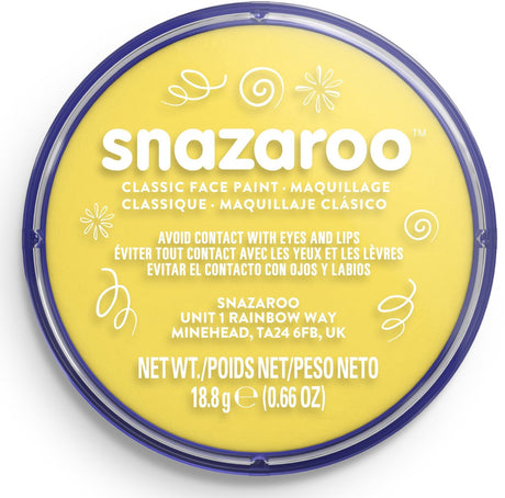 Snazaroo 1118222 – leuchtendes Gelb – 18 ml Aqua-Gesichtsfarbe, Kinder-Gesichtsfarbe für Kinder und Erwachsene