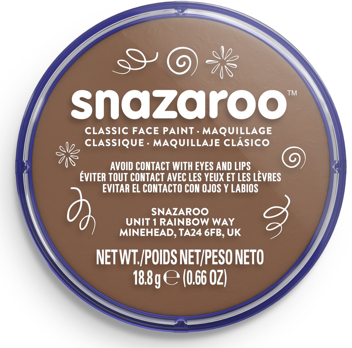 Snazaroo 1118911 – Beigebraun – 18 ml Aqua-Gesichtsfarbe, Kinder-Gesichtsfarbe für Kinder und Erwachsene