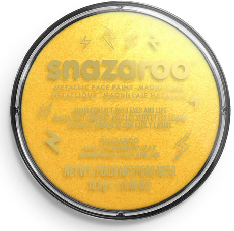Snazaroo 1118777 – Metallic-Gold – 18 ml Aqua-Gesichtsfarbe, Kinder-Gesichtsfarbe für Kinder und Erwachsene