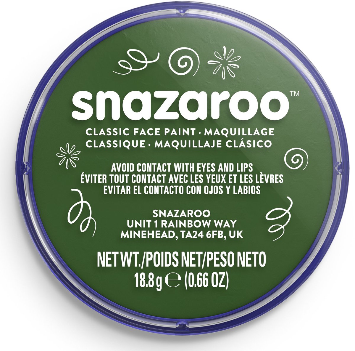 Snazaroo 1118455 – dunkelgrün – 18 ml Aqua-Gesichtsfarbe, Kinder-Gesichtsfarbe für Kinder und Erwachsene