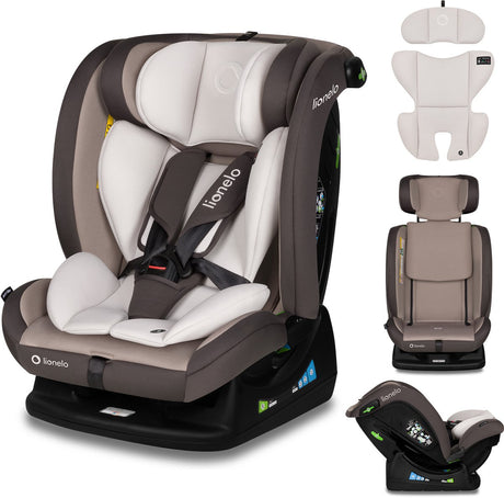 Lionelo Aart i-Size-Autositz – für Kinder 40–150 cm – 4in1 Gruppe 0-1-2-3 – i-Size R129 – vorwärts und rückwärts (rwf bis 105 cm) – Befestigung mit Autogurt – Kopfstütze aus Memory-Schaum – 13 Positionen – Komforteinsatz – waschbarer Bezug