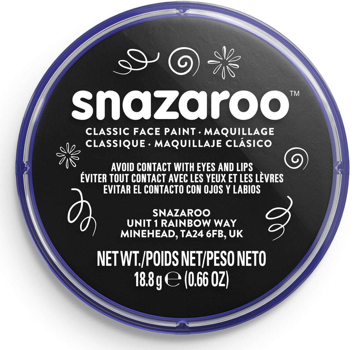 Snazaroo 1118111 – Schwarz – 18 ml Aqua-Gesichtsfarbe, Kinder-Gesichtsfarbe für Kinder und Erwachsene