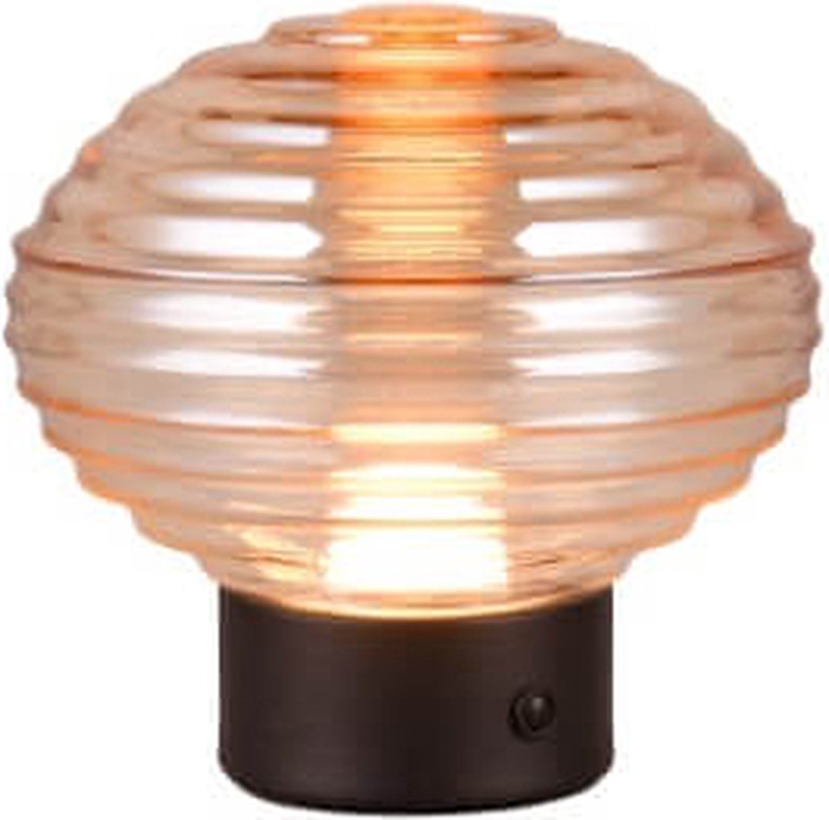 Rl Live Your Light Reality Earl - Tischleuchte - Schwarz matt - inkl. 1x SMD 2W - Touch-Funktion - wiederaufladbar - kabellos - Braunglas