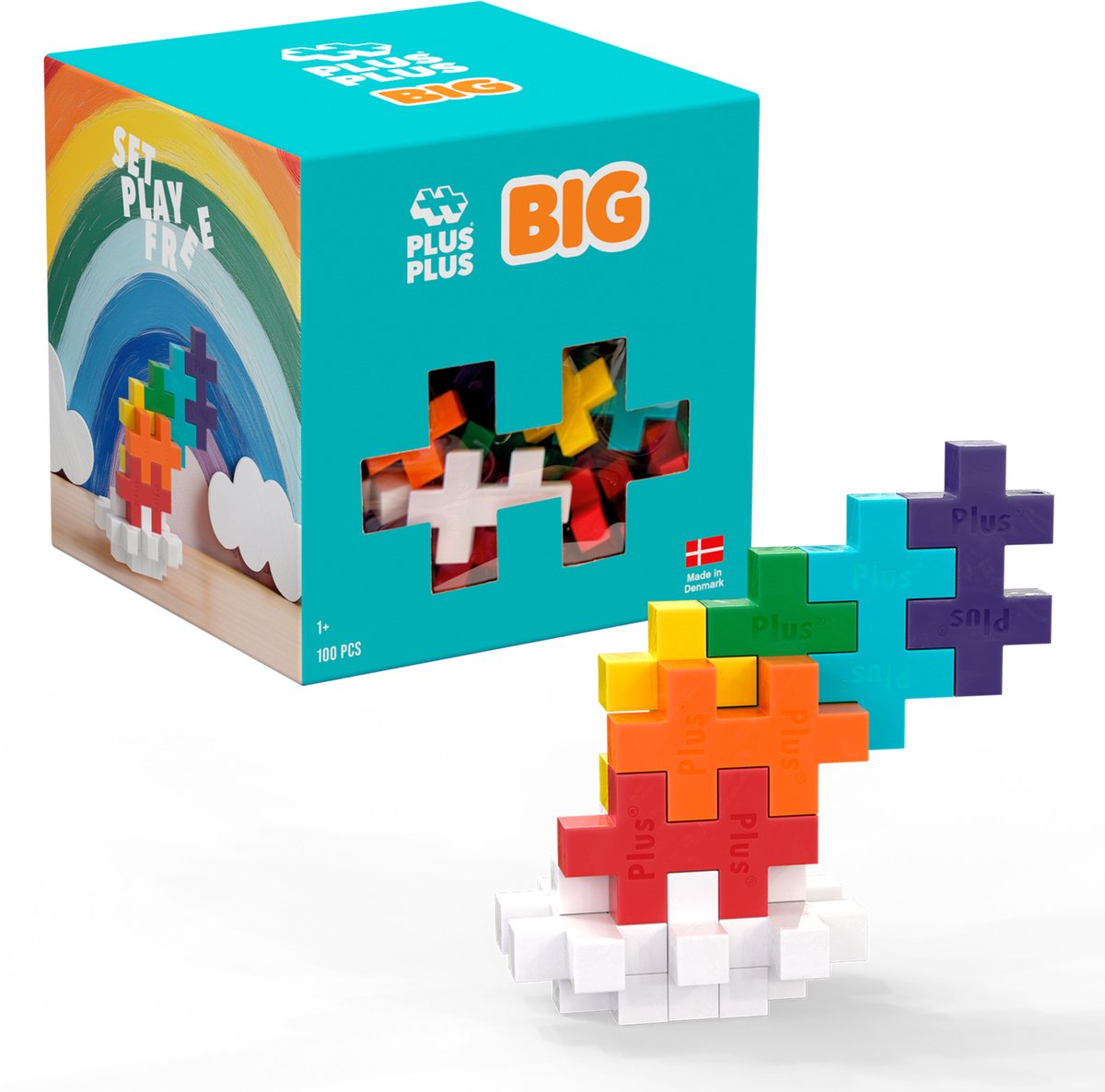 Plus-Plus Big Rainbow Mix 100-teiliges Bauset – 4354 – Bauspielzeug für Kinder ab 1 Jahr – Konstruktionsspielzeug – Set mit Bausteinen