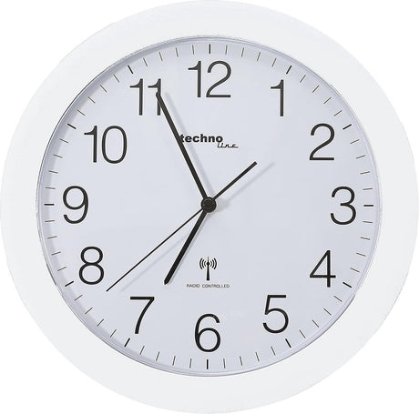 Technoline wt 8000 weiß - Wanduhr - analog - rund - Kunststofffenster - funkgesteuerte Zeitanzeige - weiß