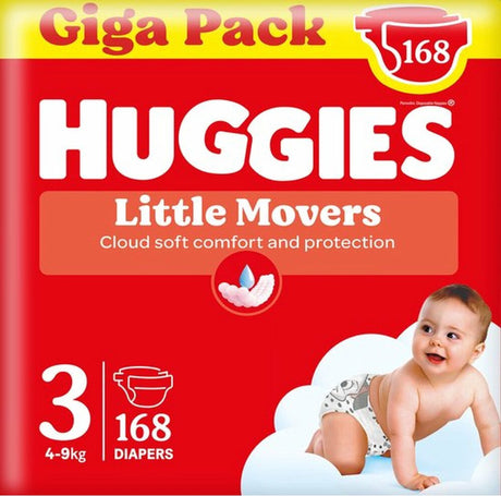Huggies® Little Mover Babywindeln, Größe 3 (4 bis 9 kg), 168 Windeln mit Disney©-Motiven, Gigapack