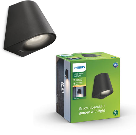 Philips led philips virga buitenwandlamp - zwart