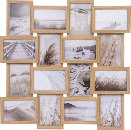 Atmosphera fotokader - 16 foto's - hout - 58 x 58 cm