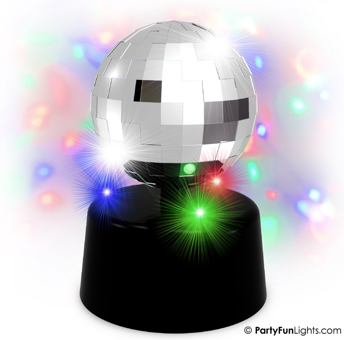 Partyfunlights – Disco-Lampe – mehrfarbiges Partylicht – batteriebetrieben – USB-betrieben – drehbar – 3 LEDs