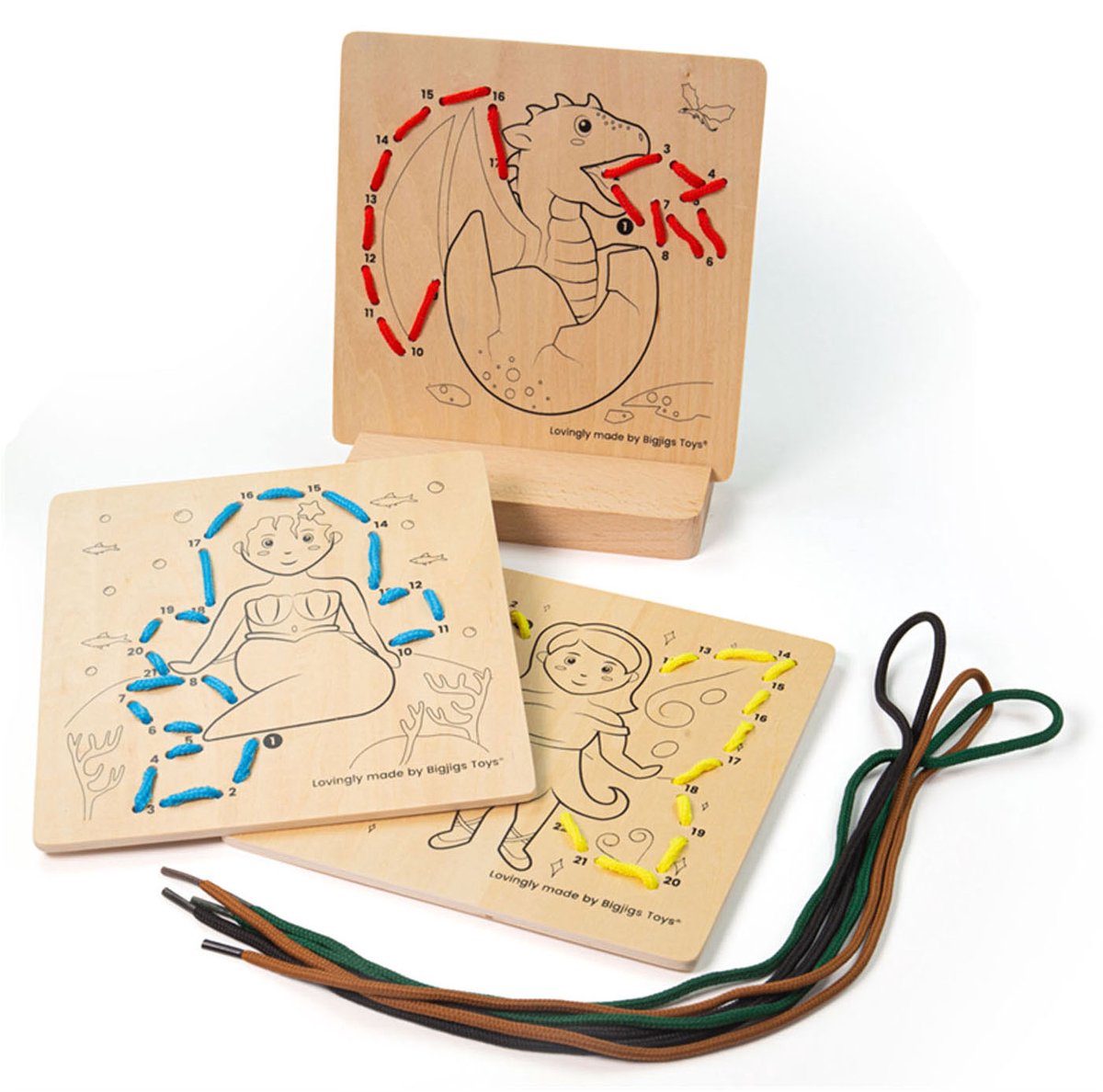 Bigjigs Holzpuzzle nach Zahlen – Märchenwelt, 8 Teile.