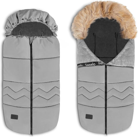 Lionelo Frode Schlafsack für Kinder – zum Rodeln – Autositz-Kinderwagen – antiallergisch – wasserdicht – warm – Fell – Winter – 90 x 45 cm