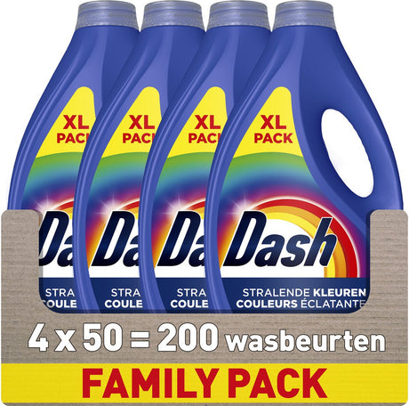 Dash-Waschkraft-Flüssigwaschmittel – brillante Farben – 4 x 50 Wäschen