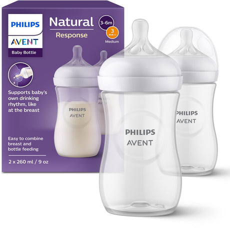 Philips Avent Natural Response Babyflasche – 2 Stück – 260 ml – Durchfluss 3 – SCY903 02