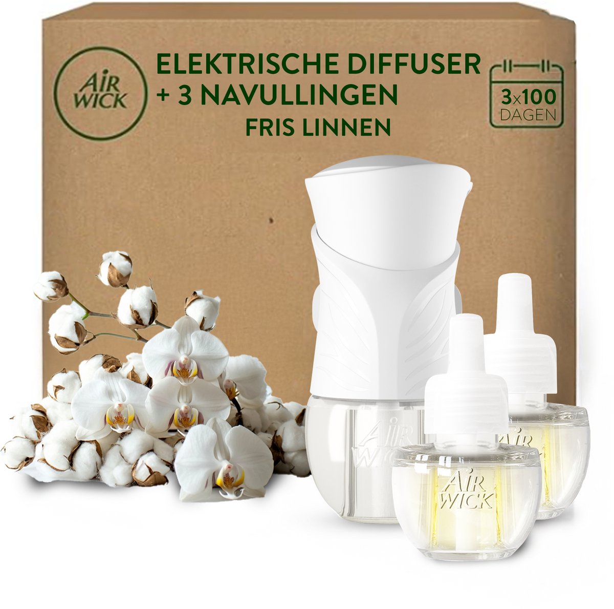 Air wick elektrische luchtverfrisser - fris linnen - 1 apparaat + 3 navullingen