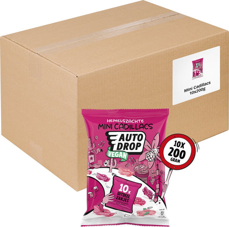 Autodrop – Süßigkeiten – vegane Mini-Cadillacs-Spenderbeutel – 10 Beutel – 200 Gramm